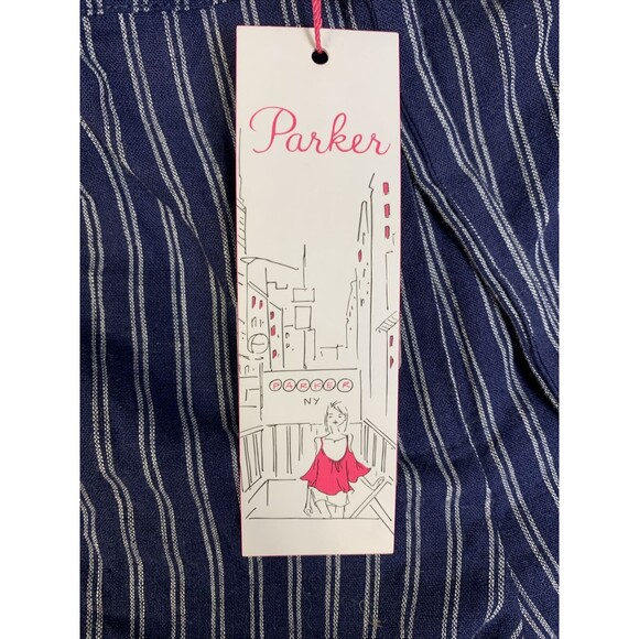 Parker Shorts Women’s Size 4 Nordstrom Rack NWT Blue W/White Pinstripes Tie Belt - Picture 8 of 16